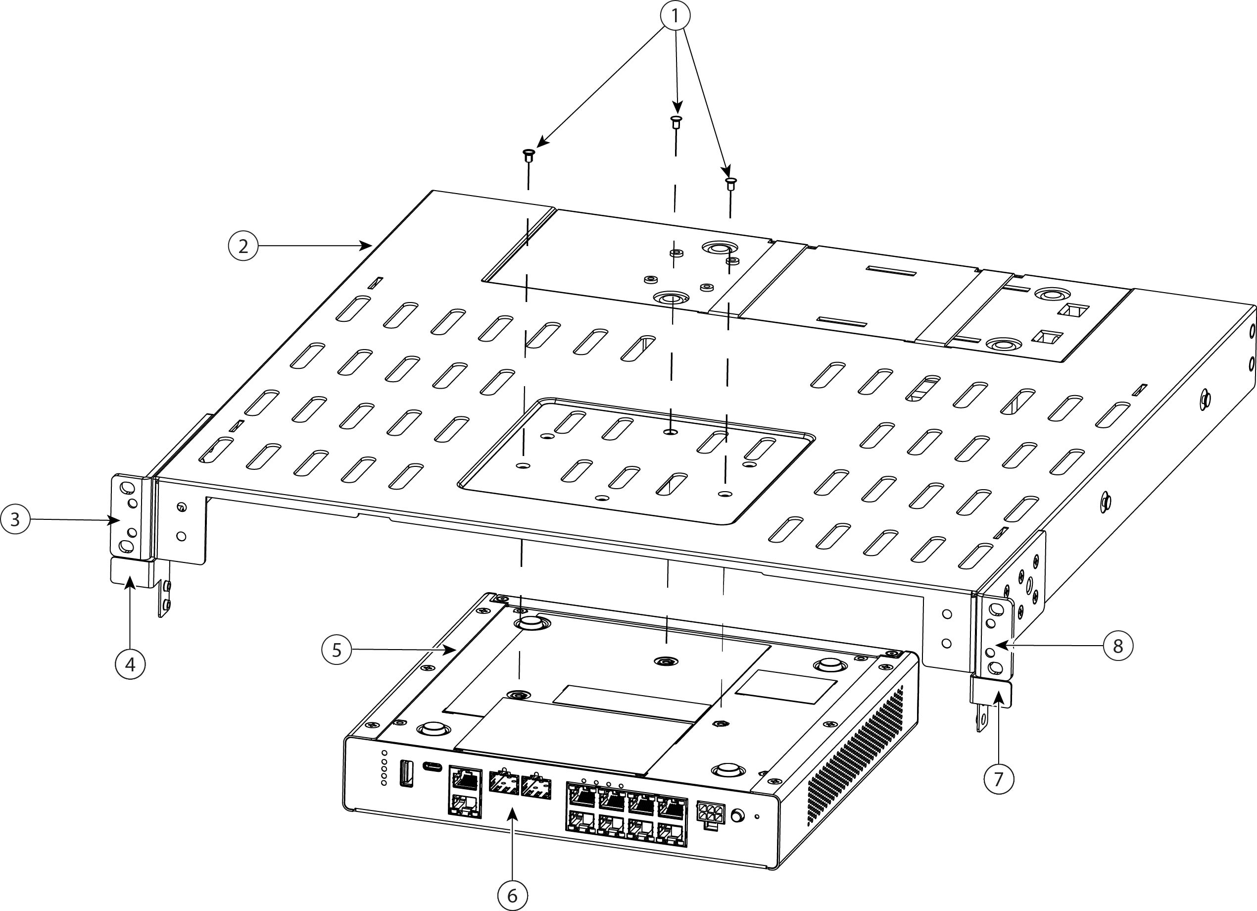 Install the chassis on the rack-mount shelf
