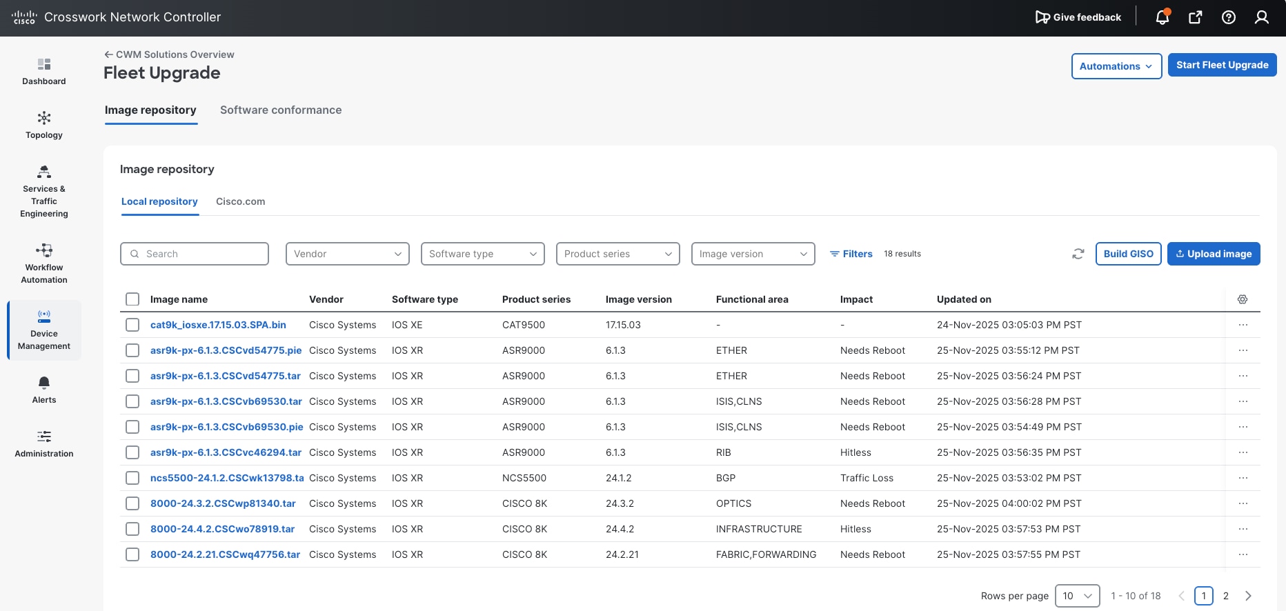 Image Repository - Local repository tab