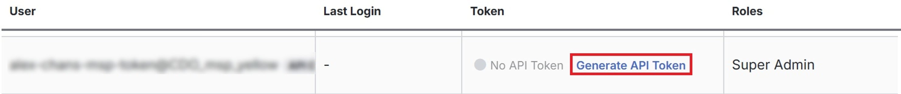 Screenshot showing the Generate API Token button.