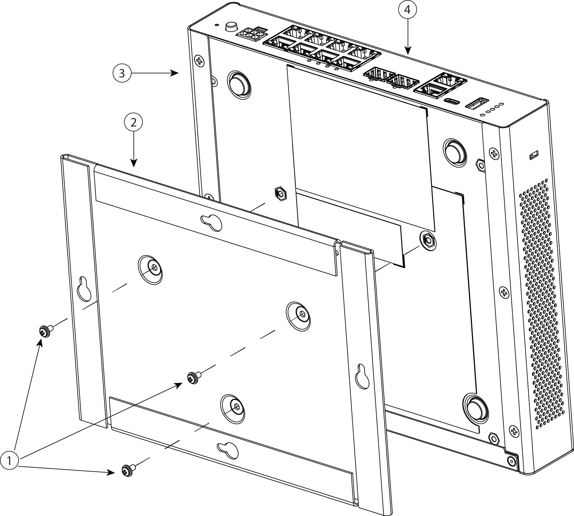 Attach the wall-mount bracket to the chassis