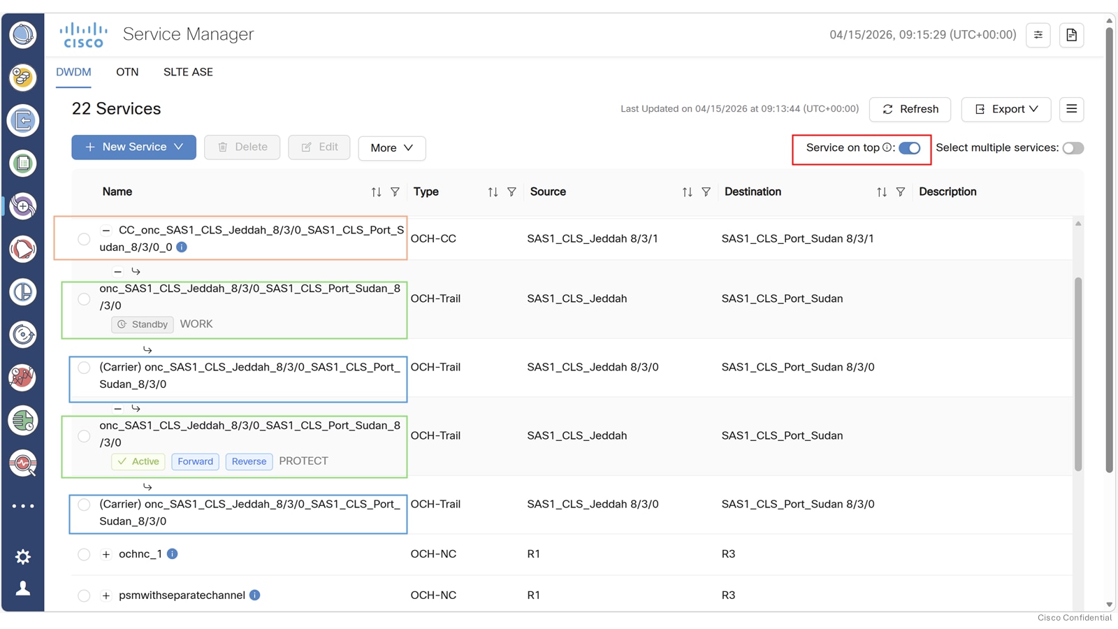 Screenshot of the PSM circuit in the Service Manager screen.