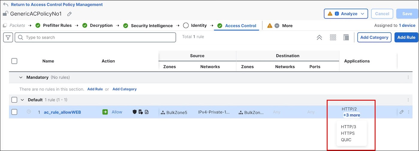 Enable application rules view.