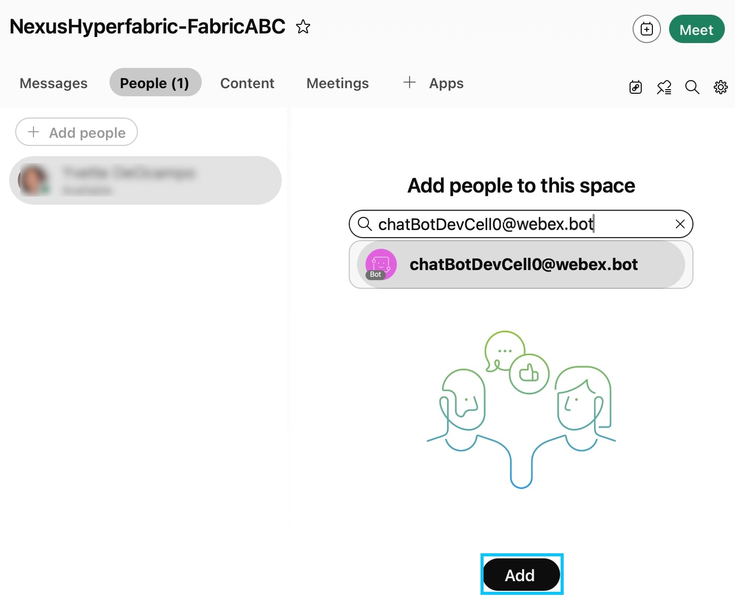 Adding the chatbot to the Webex space