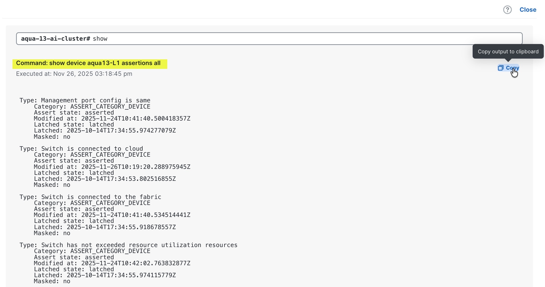 Quick Command CLI results