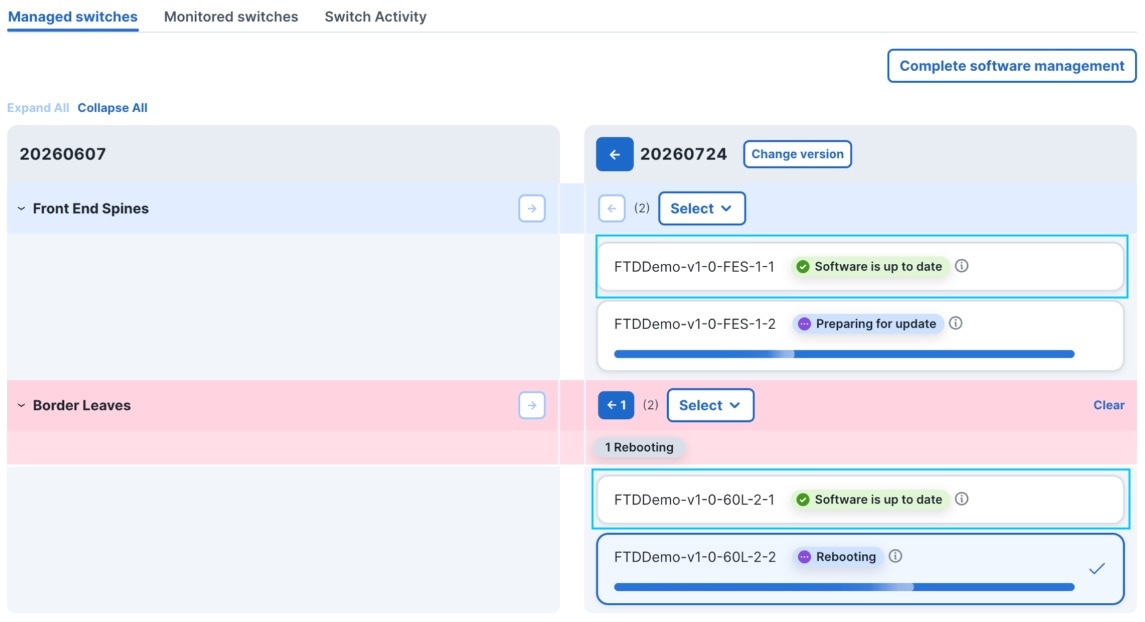 Shows the Software is up to date status.