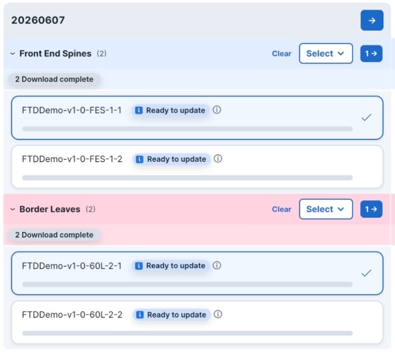 Shows an example of the Ready to update status