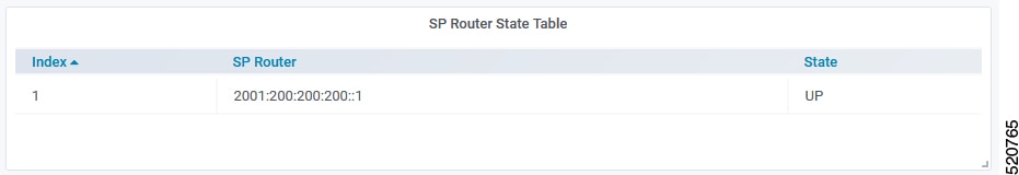 The screenshot dispalys the SP Router State Table information