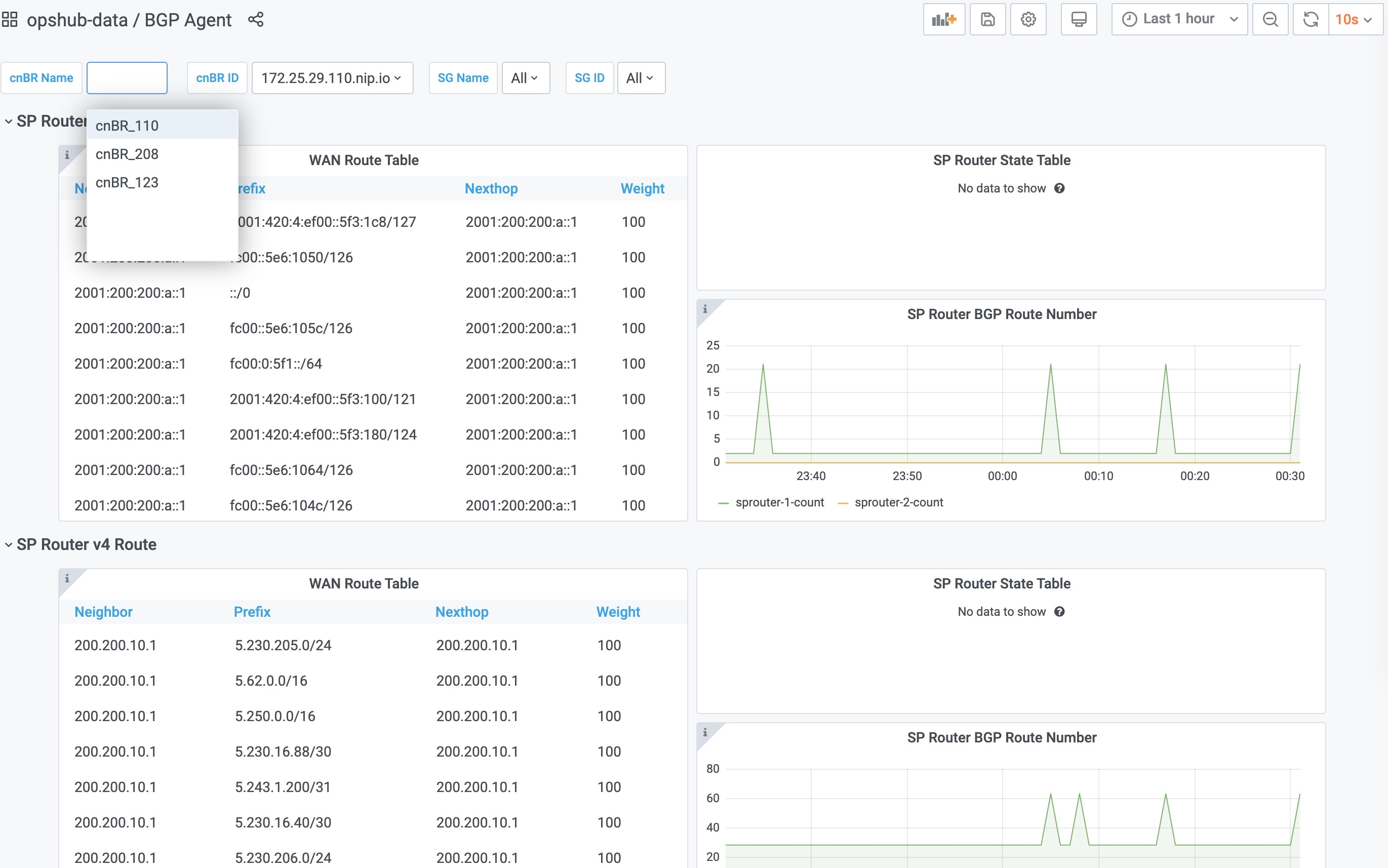 The screenshot displays the BGP Agent Dashboard