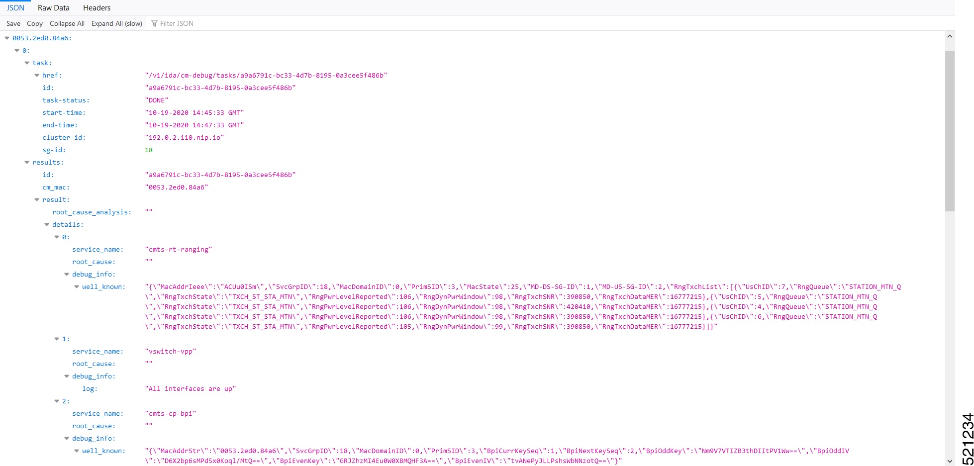 JSON data from cnBR response