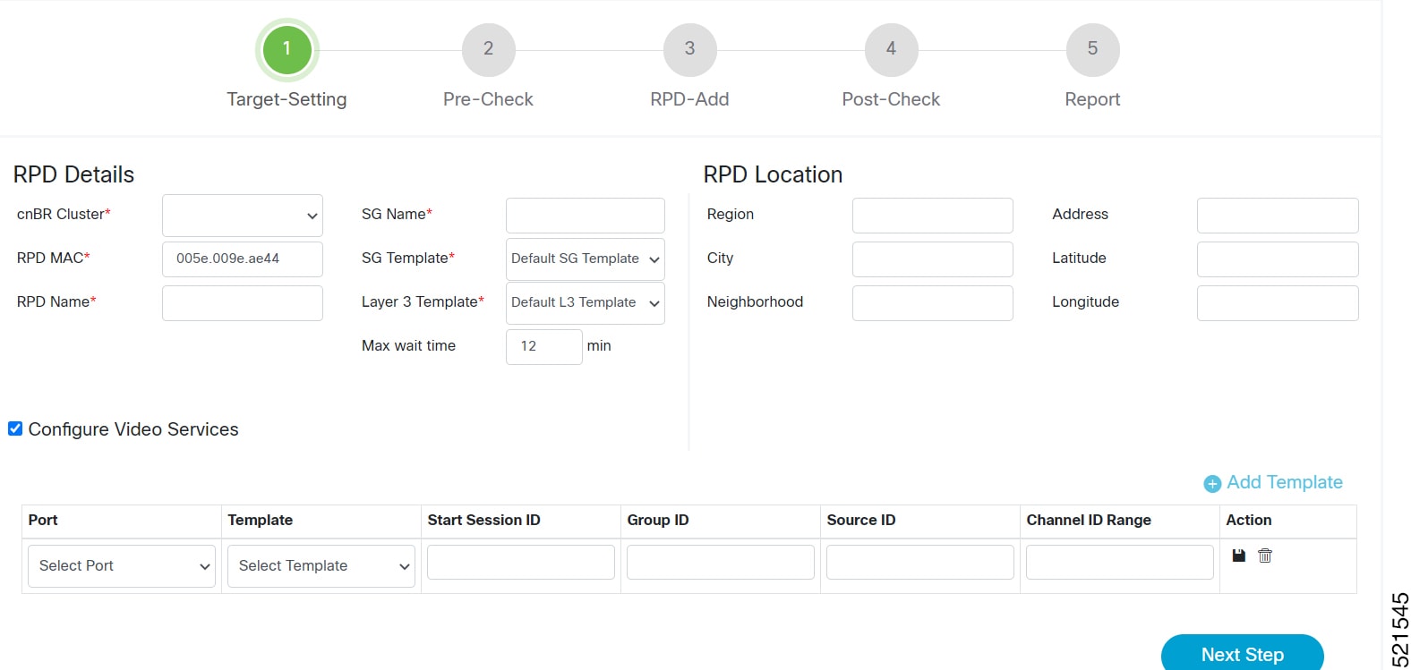 Add RPD Target-Setting screen