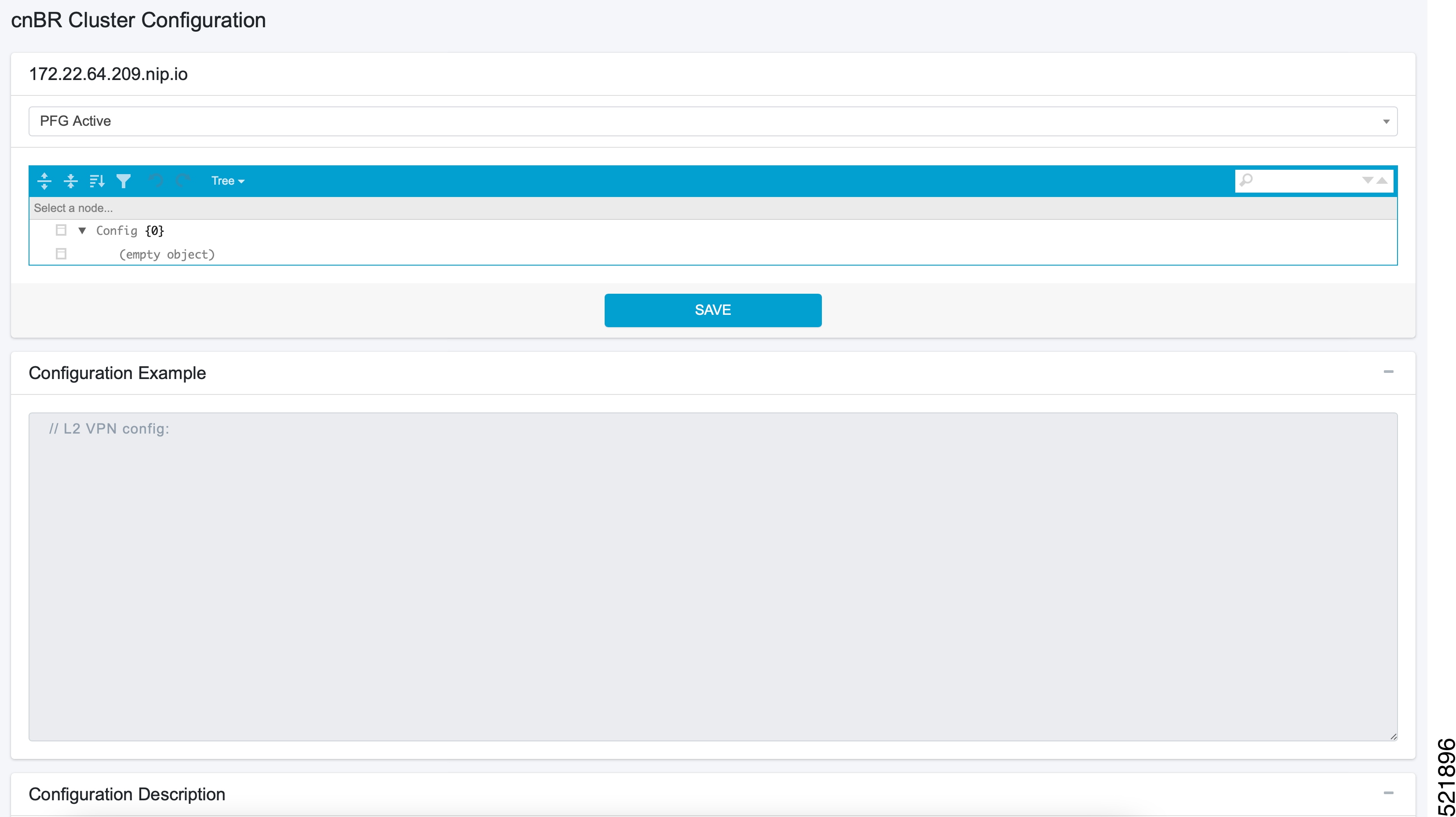 The screenshot displays the PFG Active Configuration