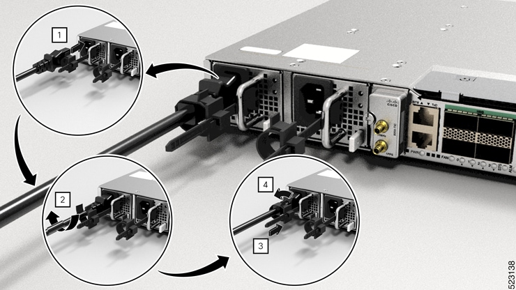 ルータに AC 電源ケーブルを取り付ける手順