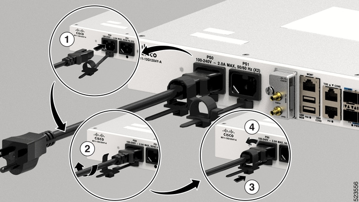 Instructions on how to install the AC Power cables to the router