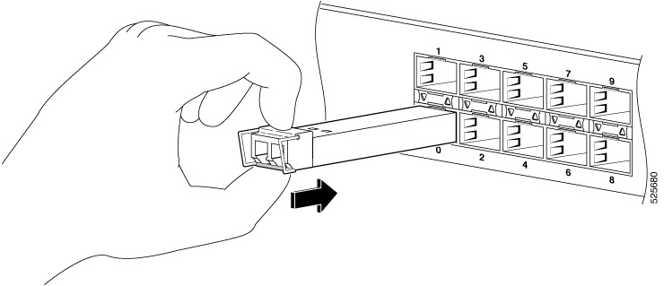 Installing a Bale Clasp SFP Module into a Port on the router