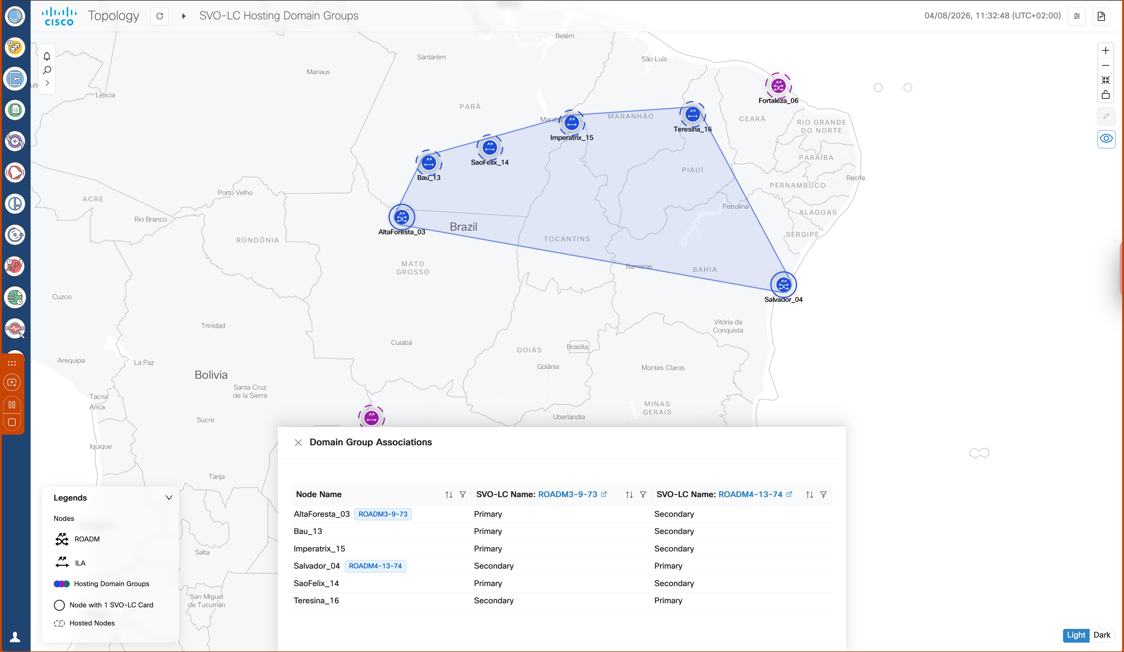 Screenshot of domain group associations