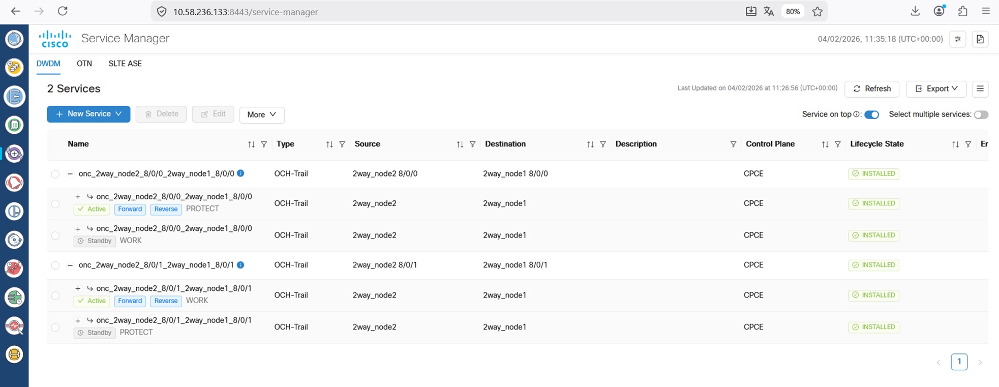 Screenshot of the PSM circuit in the Service Manager screen.