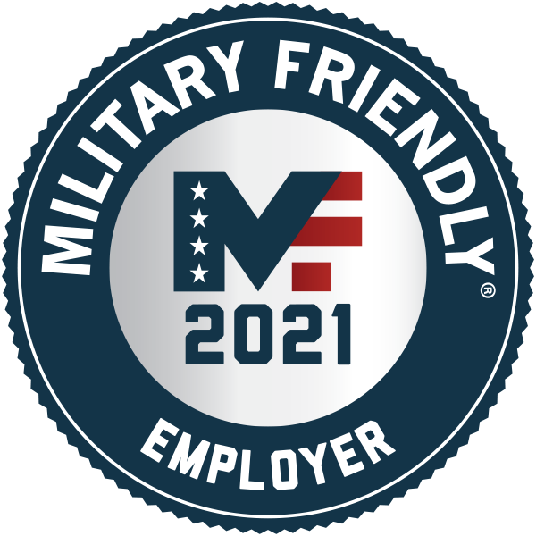 Award badge for Military Friendly Top 10 Employer