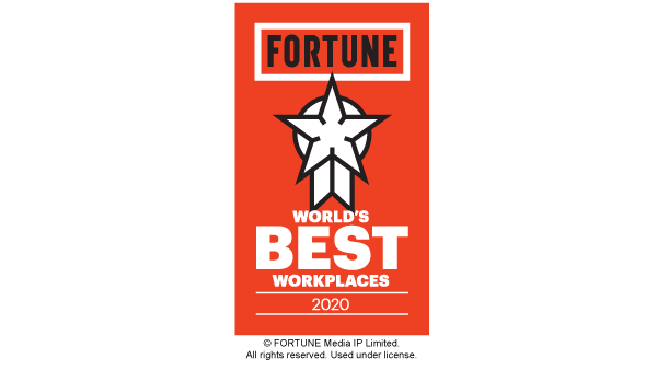 Award badge for Worlds Best Workplaces Great Place to Work 2020