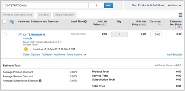 Add the bundle part number in Cisco Commerce