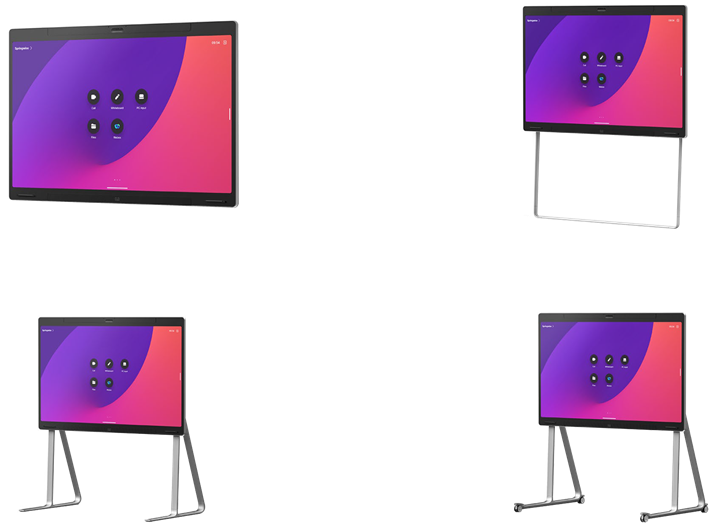 The wall-mount, wall-stand, floor-stand and floor-stand with wheel upgrade model of the Board Pro 75 G2