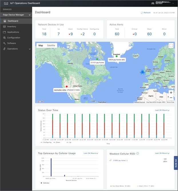 Cisco IoT Operations Dashboard operator view of network devices and device status