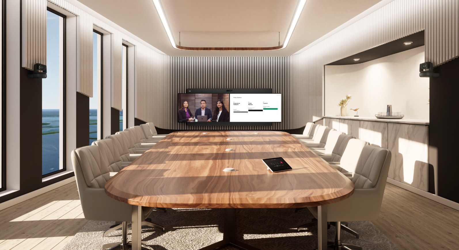 A conference room with a table and chairsAI-generated content may be incorrect.