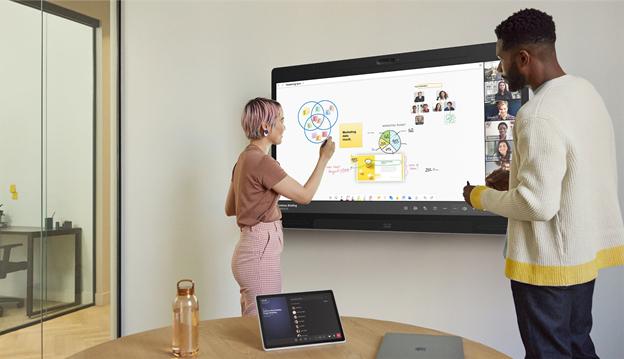 Digital whiteboarding in a Microsoft Teams meeting using the Board Pro 55 G2