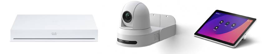 Cisco Room Kit Pro PTZ 4K integrator package with Codec Pro, the Cisco PTZ 4K Camera and Cisco Room Navigator