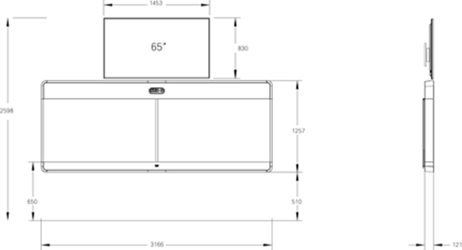 Webex Room 70 Panorama with 65-inch presentation display and wall mount