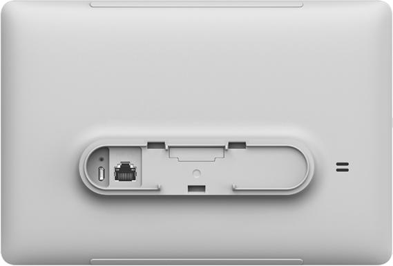 The I/O section of Cisco Room Navigator for Table with the foot stand deattached from the touch panel