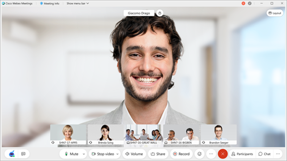 Maximized Webex Meetings window, non-grid layout, WBS 39+