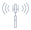 A blue line drawing of a radio antenna  AI-generated content may be incorrect.