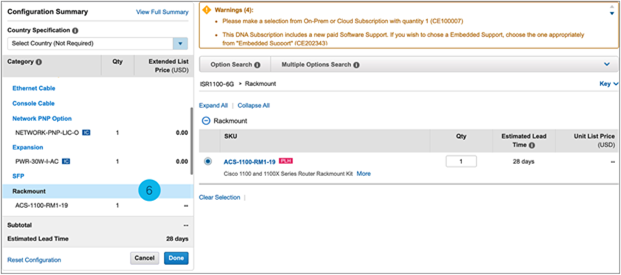 CCW Rackmount Ordering Screenshot