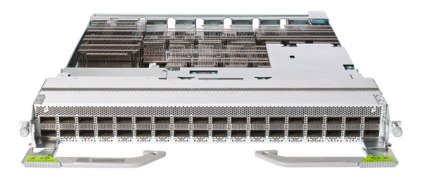 The 88-LC1-12TH24FH-E, 12x QSFP28-DD, 24x QSFP56-DD P100-based line card