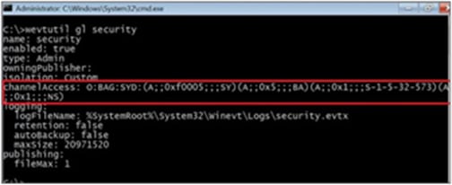 Copy security principle to access security log