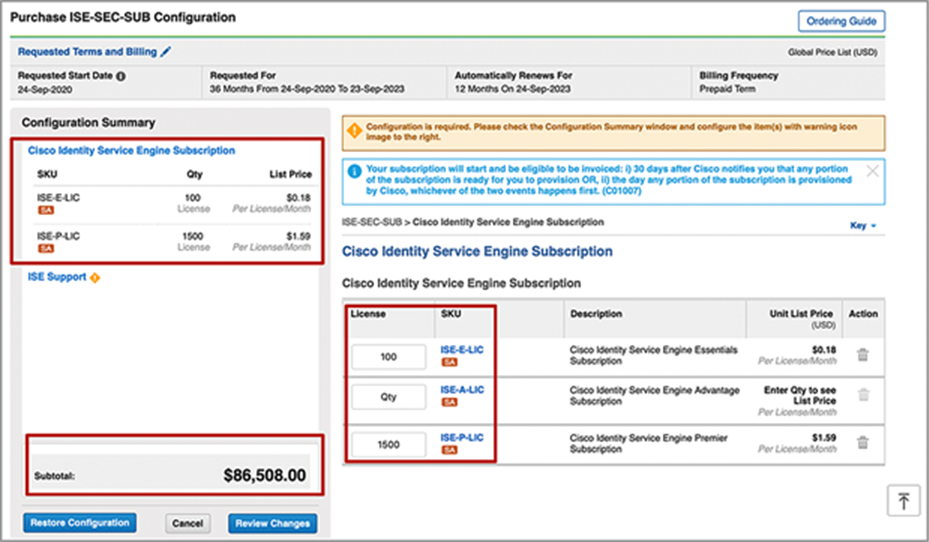Selecting Billing SKU quantity on CCW to view dynamic pricing