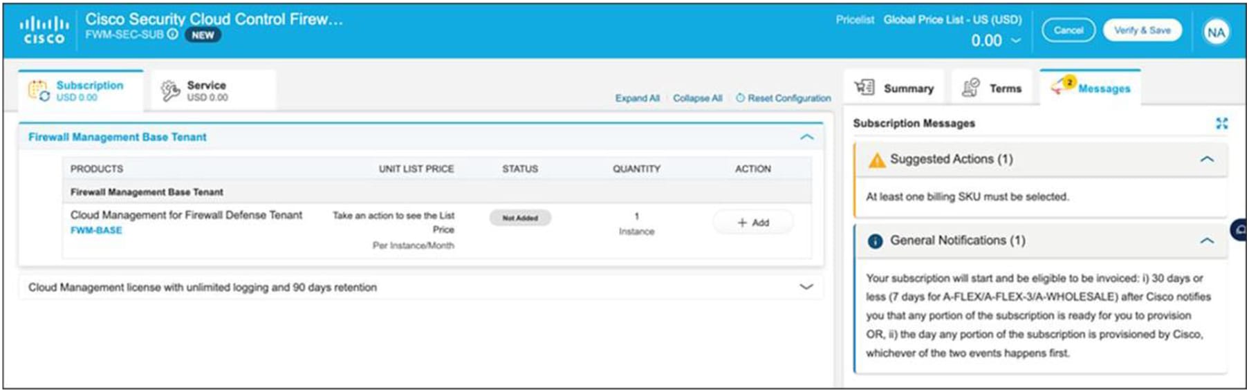 Firewall Management Base Tenant SKU