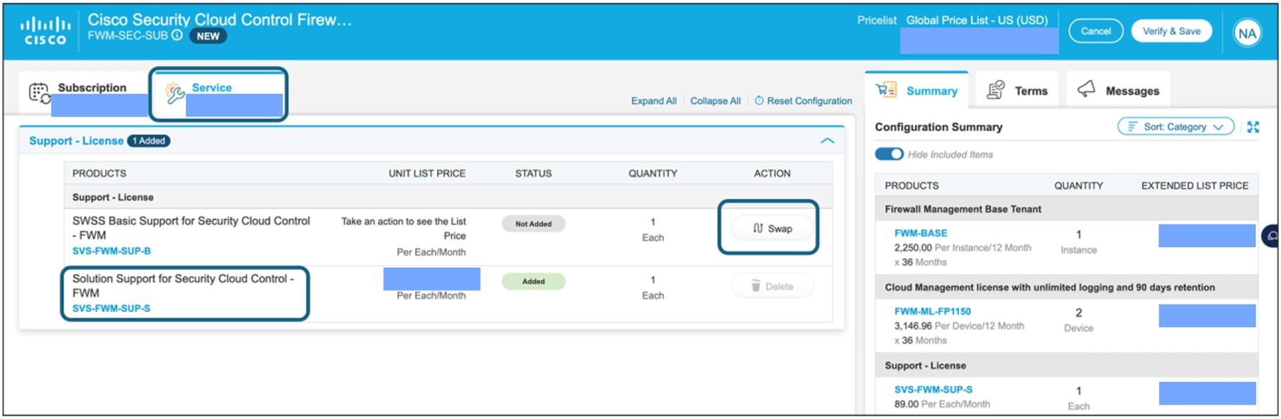 Adding Service and Support SKUs