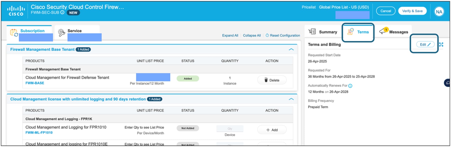 Modify Term Details