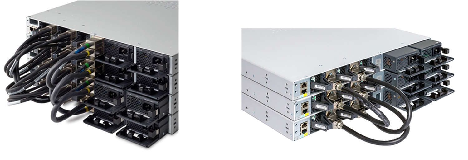 Cisco Catalyst 9300 Series modular uplink models stack (C9300/X SKUs) and fixed uplink models stack (C9300L SKUs)