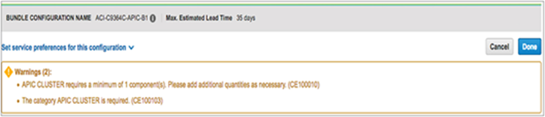 Cisco ACI bundle configuration warning