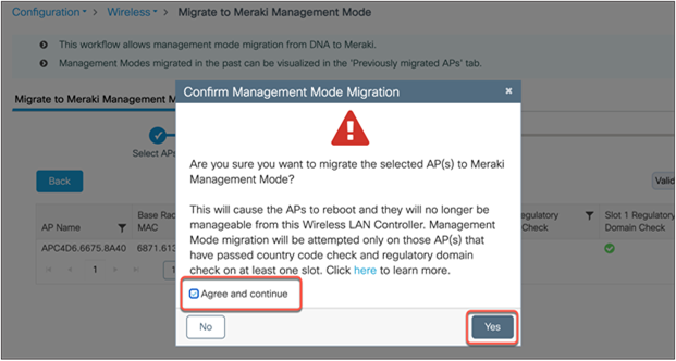 Conversion to Meraki management mode – Validation