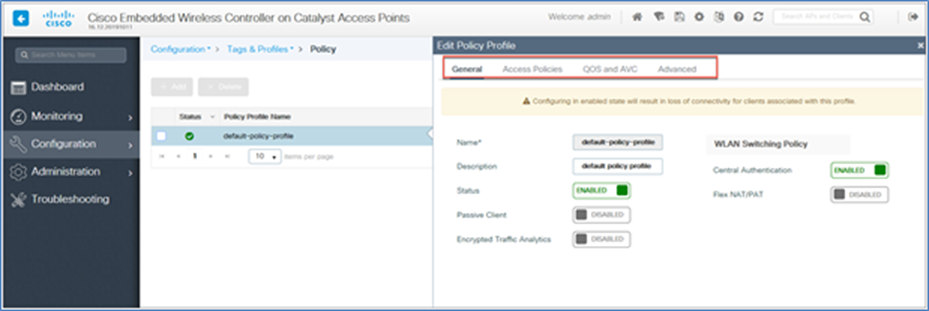 Edit policy profile