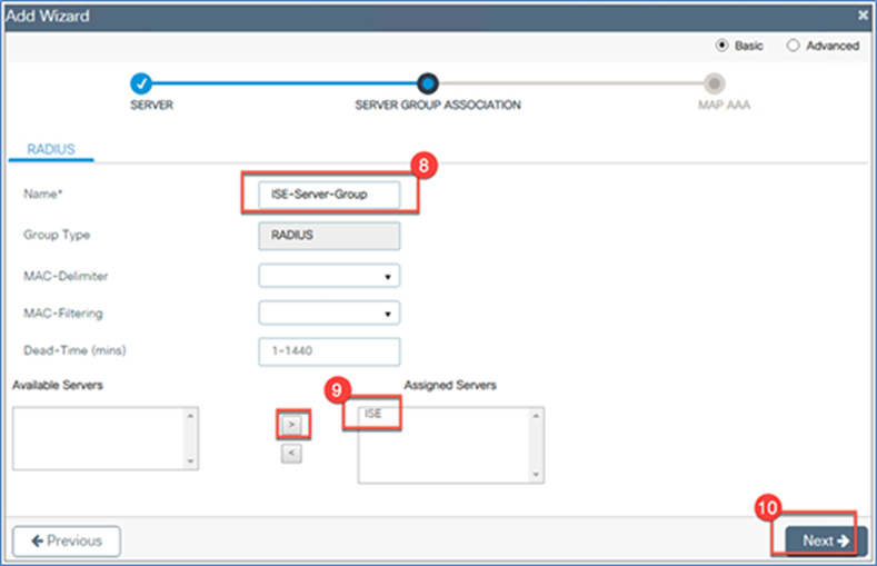 Server group association