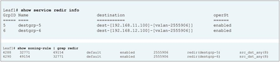 Destination group and redirect policy (after service graph deployment)