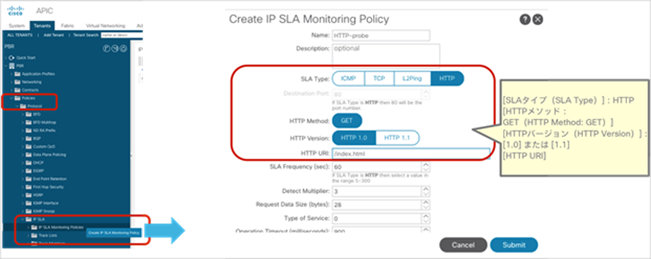 IP SLA monitoring policies (HTTP)