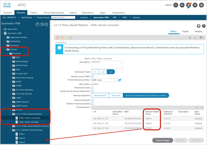 Add destination IP address in redirect health group