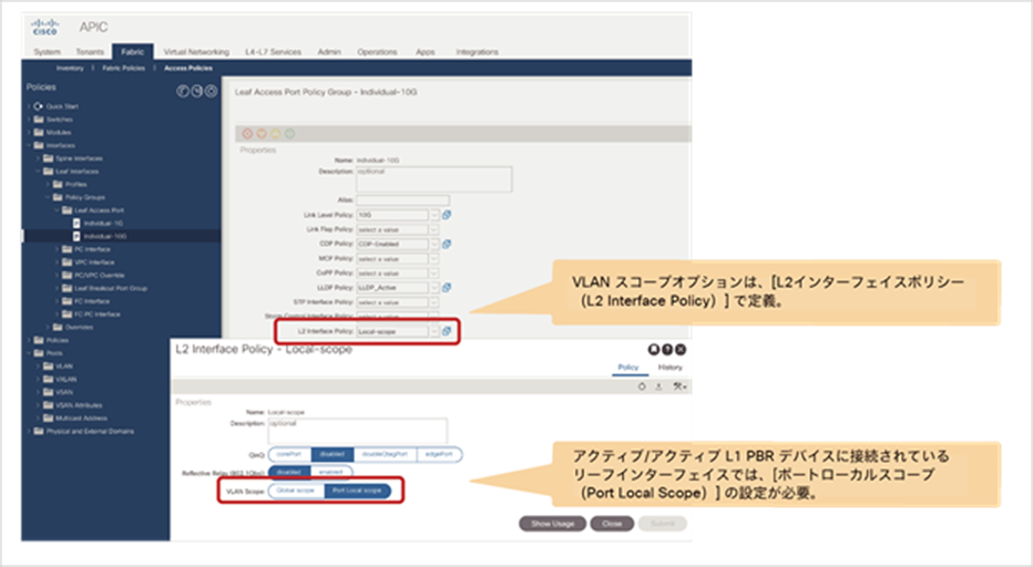 Port local scope configuration (L2 Interface policy)