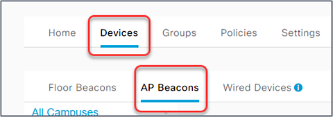 Cisco Spaces AP Beacons within IoT Services