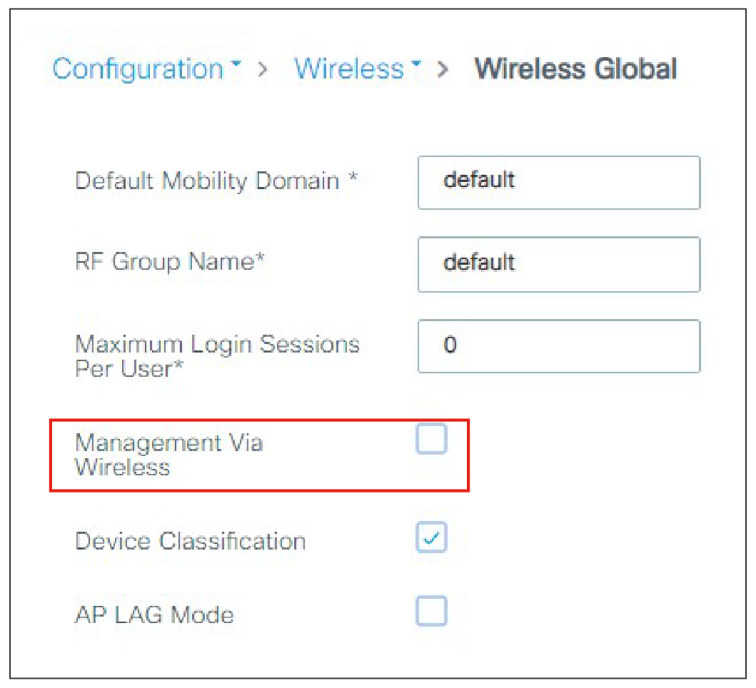 Disable Management via Wireless